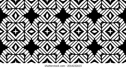 eamless vector pattern in geometric ornamental style. Black and white pattern.