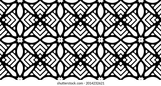 eamless vector pattern in geometric ornamental style. Black and white pattern.