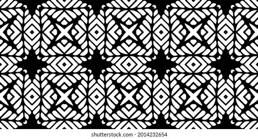 eamless vector pattern in geometric ornamental style. Black and white pattern.