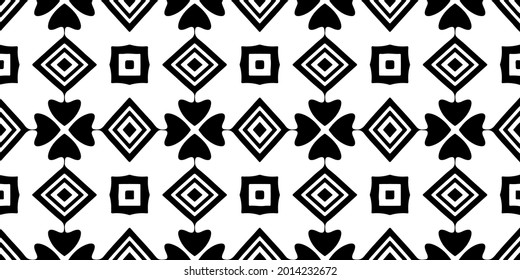 eamless vector pattern in geometric ornamental style. Black and white pattern.