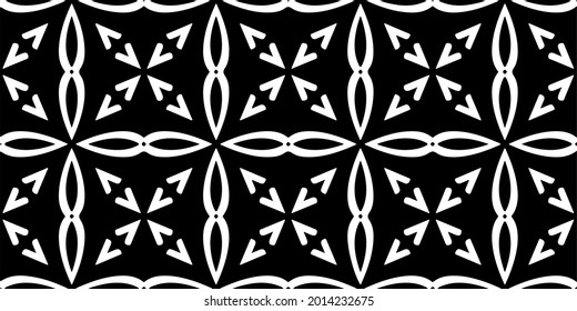 eamless vector pattern in geometric ornamental style. Black and white pattern.