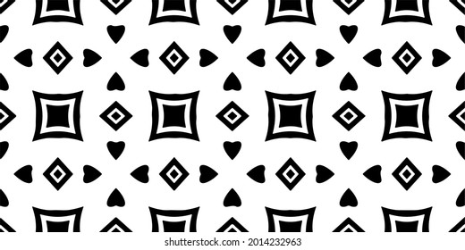 eamless vector pattern in geometric ornamental style. Black and white pattern.