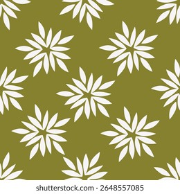 padrão floral vintage perfeito. Fundo cinzento, flores amarelas e brancas, folhas verde cinzento. Impressão vetorial com um motivo de liberdade. Design moderno para superfície. Estilo retrô. Modelo de vetor
