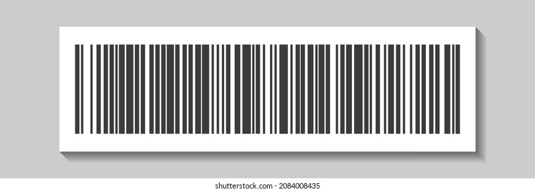 EAN code sticker, linear bar code for product label mark. Abstract icon with black stripes. Vector illustration