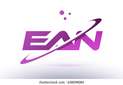 ean e a n  alphabet letter logo combination purple pink creative text dots company vector icon design template