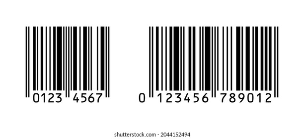 EAN-8 and EAN-13 barcodes isolated on white background. Vector