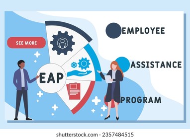 EAP - Acrónimo del programa de asistencia a los empleados. fondo de concepto de negocio. concepto de ilustración vectorial con palabras clave e iconos. ilustración con iconos para banner web, volante, aterrizaje