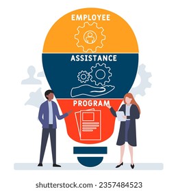 EAP - Acrónimo del programa de asistencia a los empleados. fondo de concepto de negocio. concepto de ilustración vectorial con palabras clave e iconos. ilustración con iconos para banner web, volante, aterrizaje