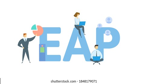 EAP, Employee Assistance Program. Concept With Keywords, People And Icons. Flat Vector Illustration. Isolated On White Background.