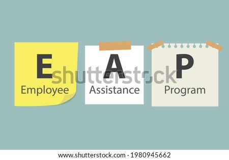 EAP Employee Assistance Program written on memory papers- vector illustration