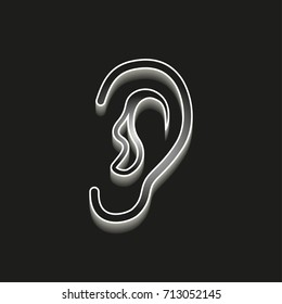 Ear - 3d vector icons. Illustrations isolated on black background for graphic and web design.