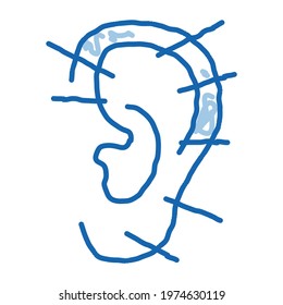 ear acupuncture sketch icon vector. Hand drawn blue doodle line art ear acupuncture sign. isolated symbol illustration