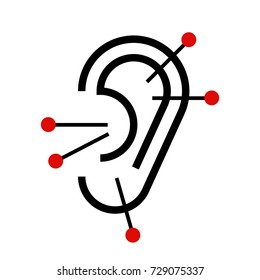 Ear acupuncture. Acupuncture symbol  isolated on white background
