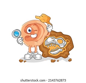 ear archaeologists with fossils mascot. cartoon vector