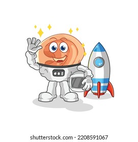 ear astronaut waving character. cartoon mascot vector