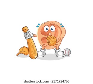 ear baseball Catcher cartoon. cartoon mascot vector