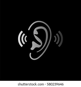 Ear - black  vector icon