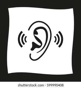 Ear - black  vector icon