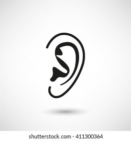 Ear - black vector  icon with shadow