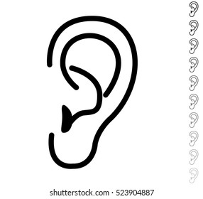 Ear - black vector icon and ten icons in  shades of grey