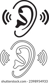 Ear - black vector and symbols design