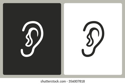 Ear   -  black and white icons. Vector illustration