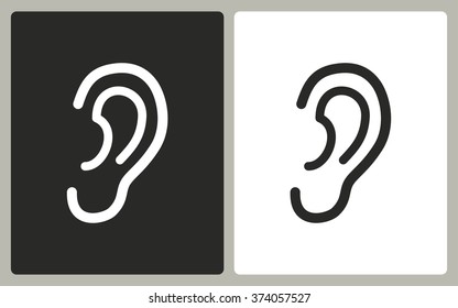 Ear    -  black and white icons. Vector illustration. 