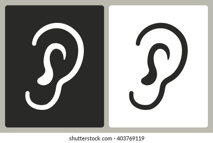 Ear    -  black and white icons. Vector illustration. 