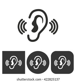 Ear    -  black and white icons. Vector illustration. 