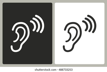 Ear - black and white icons. Vector illustration.