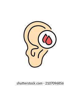 Ear Bleeding Color Line Icon. Human Diseases. Pictogram For Web Page, Mobile App, Promo.