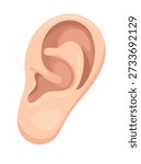 Ear, body parts. Flat vector clipart, illustration with isolated background.