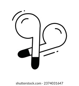 Ear buds doodle Icon Design illustration. Science and Technology Symbol on White background EPS 10 File