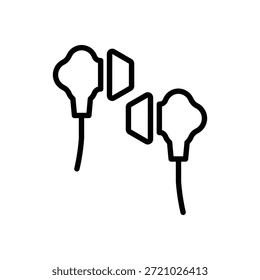 Ícone de botões auriculares, gráficos de vetor de linha