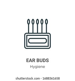 Ear buds outline vector icon. Thin line black ear buds icon, flat vector simple element illustration from editable hygiene concept isolated stroke on white background