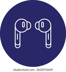 Ear Buds Vector Line Circle Icon Design