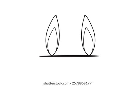 ear bunny rabbit drawing element graphic design object icon symbol sign decoration ornament happy easter day eggs rabbit bunny ear black color spring time season april month 2025 year animal pet label