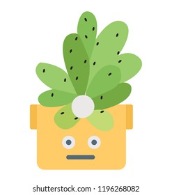 
An ear cactus with face emoticon 
