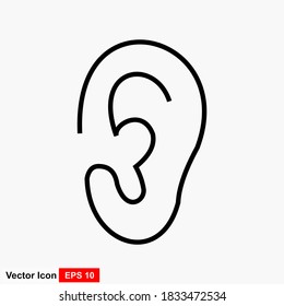 Ear & ear canal outline icon image for hearing or listening loss
