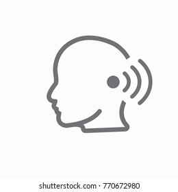 Ear & ear canal outline icon image for hearing or listening loss