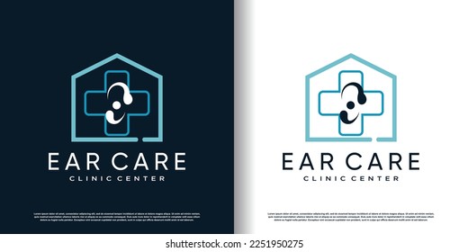 Logo-Design für Ohrpflege mit kreativem, einzigartigem Stil und Premium-Vektorgrafik