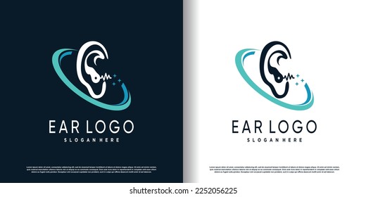 ear care logo design with creative unique style concept premium vector