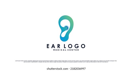 Ear care logo design template with creative element Premium Vector