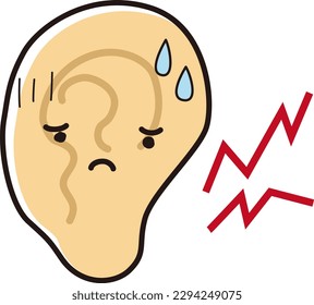 Ear character with a troubled expression (pain , noise)