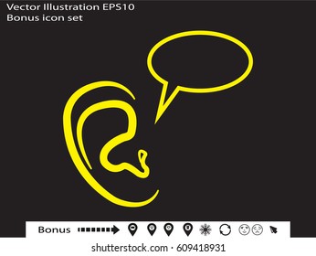 ear, chat icon, vector illustration eps10