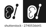 Ear Check Icon In Black And White Glyph Style