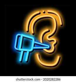 Ear Check neon light sign vector. Glowing bright icon Ear Check sign. transparent symbol illustration