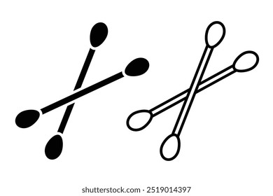 Ear cleaner stick black and white flat vector icon design