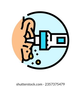 ear cleaning audiologist doctor color icon vector. ear cleaning audiologist doctor sign. isolated symbol illustration