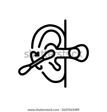 Ear cleaning outline icon. Cotton swab simple sign, Hygiene routine concept isolated on white background.